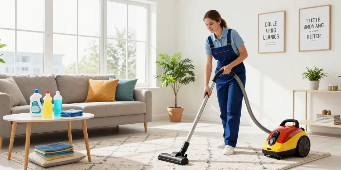 Experience expert wohnungsabgabe reinigung with a professional cleaning session in a bright living room.