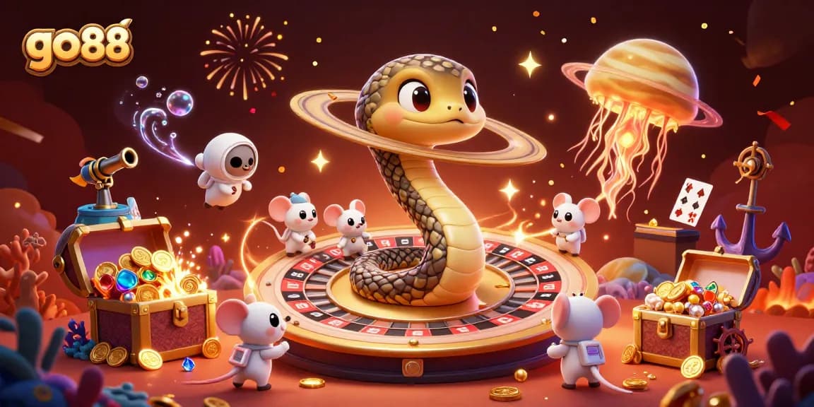 Engage in vibrant casino excitement with go 88 as cartoon characters bring luck and fortune.