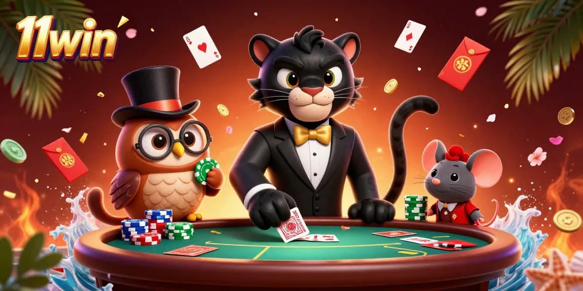 Experience the thrill of 11win with stylish character interactions in an engaging casino setting.