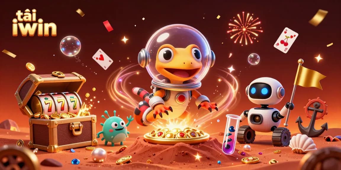 Experience the excitement of tải iwin at a golden casino on Mars with vibrant 3D digital illustration.