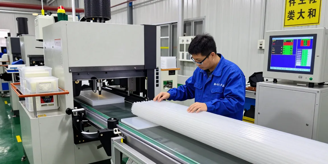 Semi-finished plastic products being inspected in a modern manufacturing facility