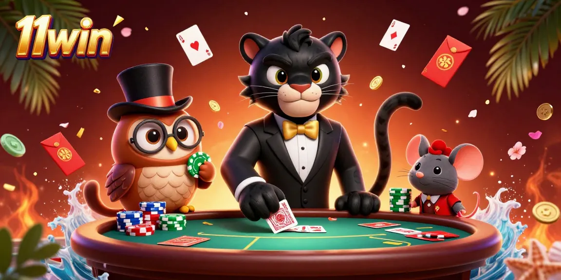 Experience the thrill of 11win with stylish character interactions in an engaging casino setting.