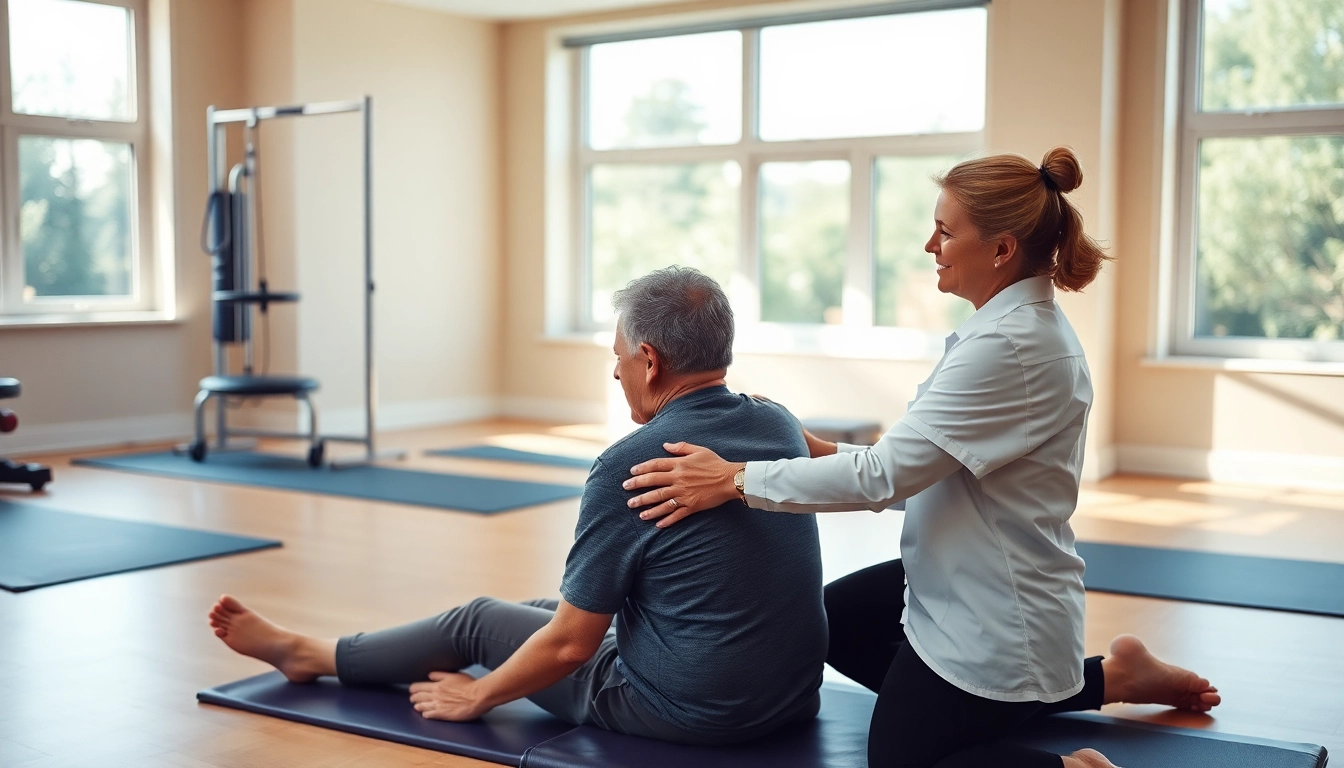 Engaging therapeutic session for lower back pain treatment with physiotherapist.