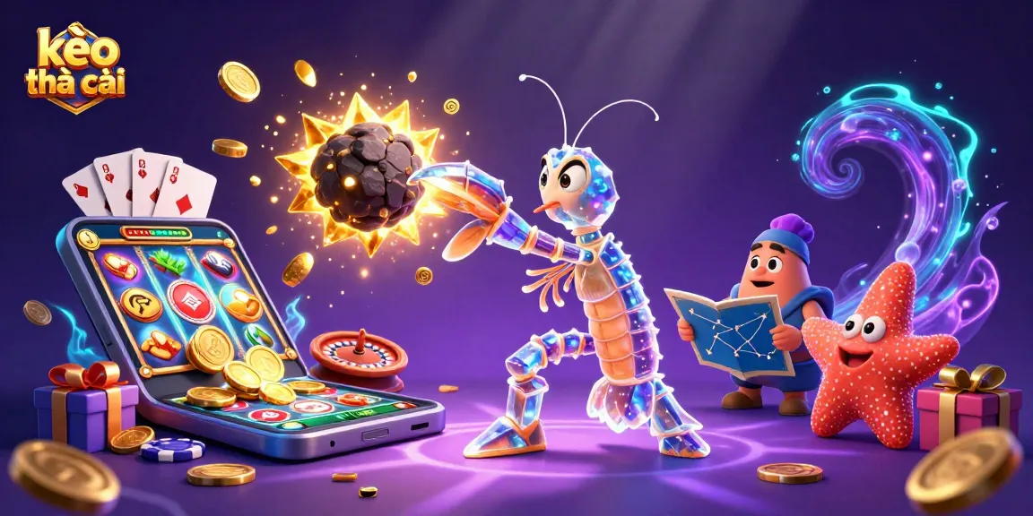 Engage in kèo nhà cái excitement with our vibrant 3D cosmic illustration depicting thrilling casino action