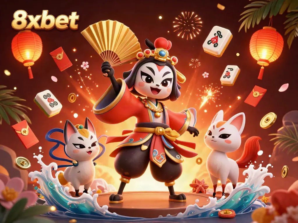 Experience the excitement of 8xbet's dynamic casino with vibrant characters and immersive game elements.