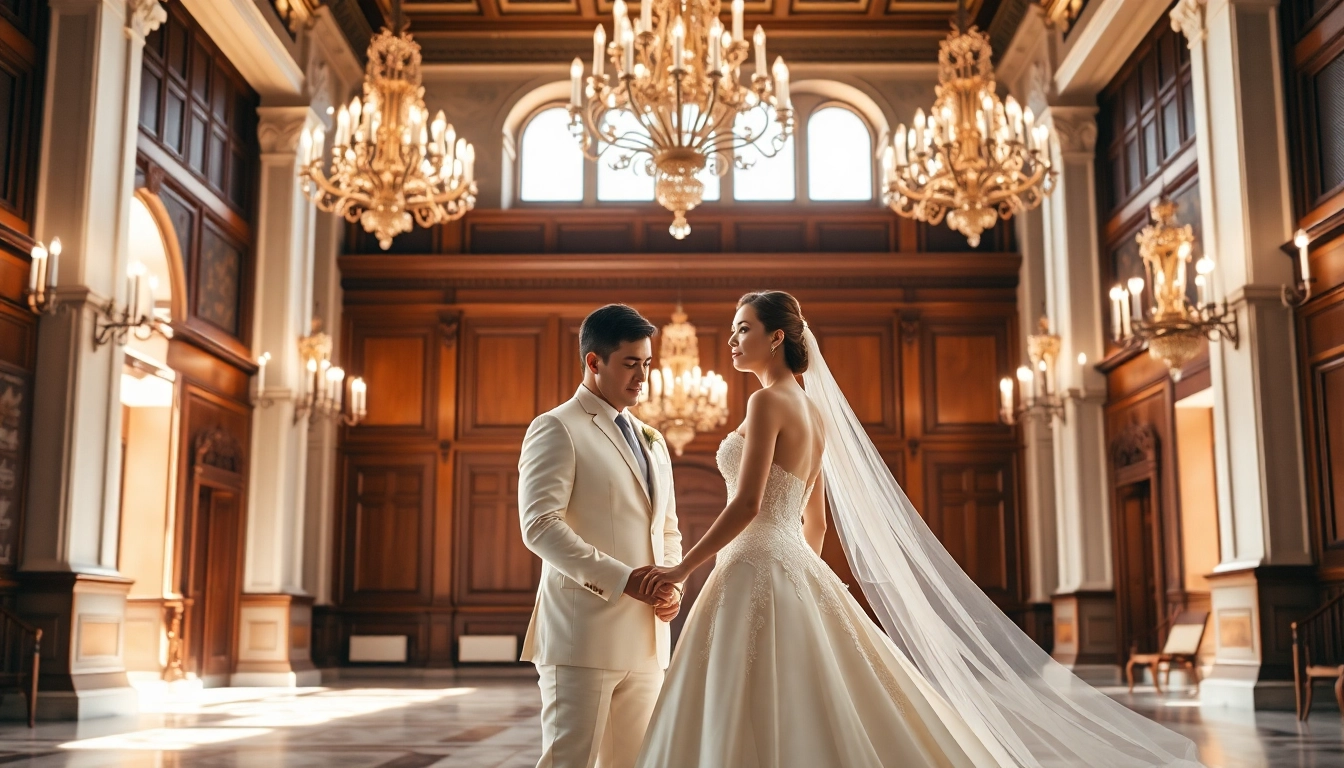 Experience the charm of the Best Wedding Venue Jacksonville with an elegant couple in a beautiful historic setting.