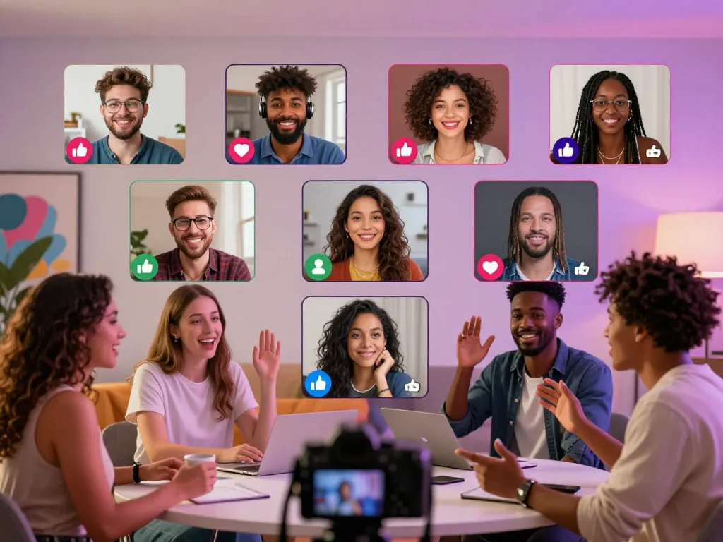 Engaging digital chatroom scene showcasing avatars in playful interaction powered by porn chat AI technology.
