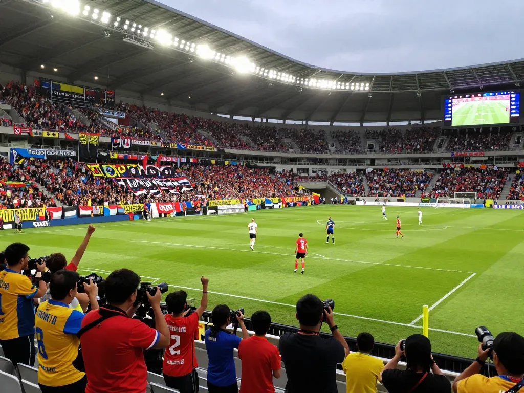 Exciting kèo bóng đá match with players in action and cheering fans.