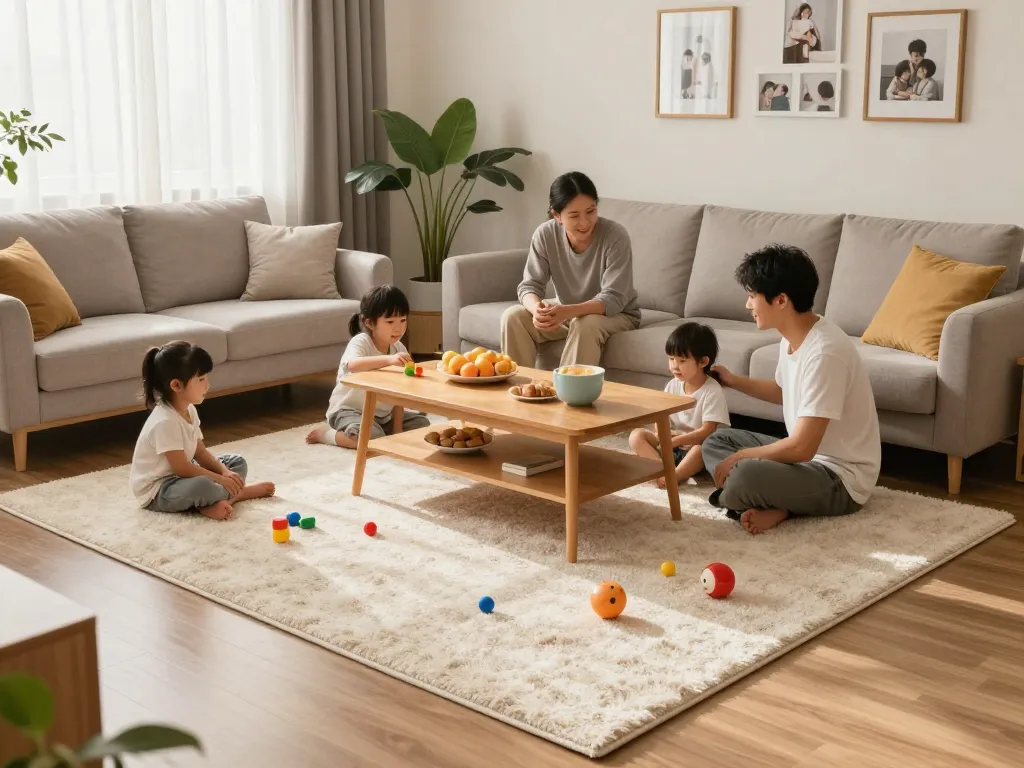 Affordable carpets London showcased in a cozy family living room scene.