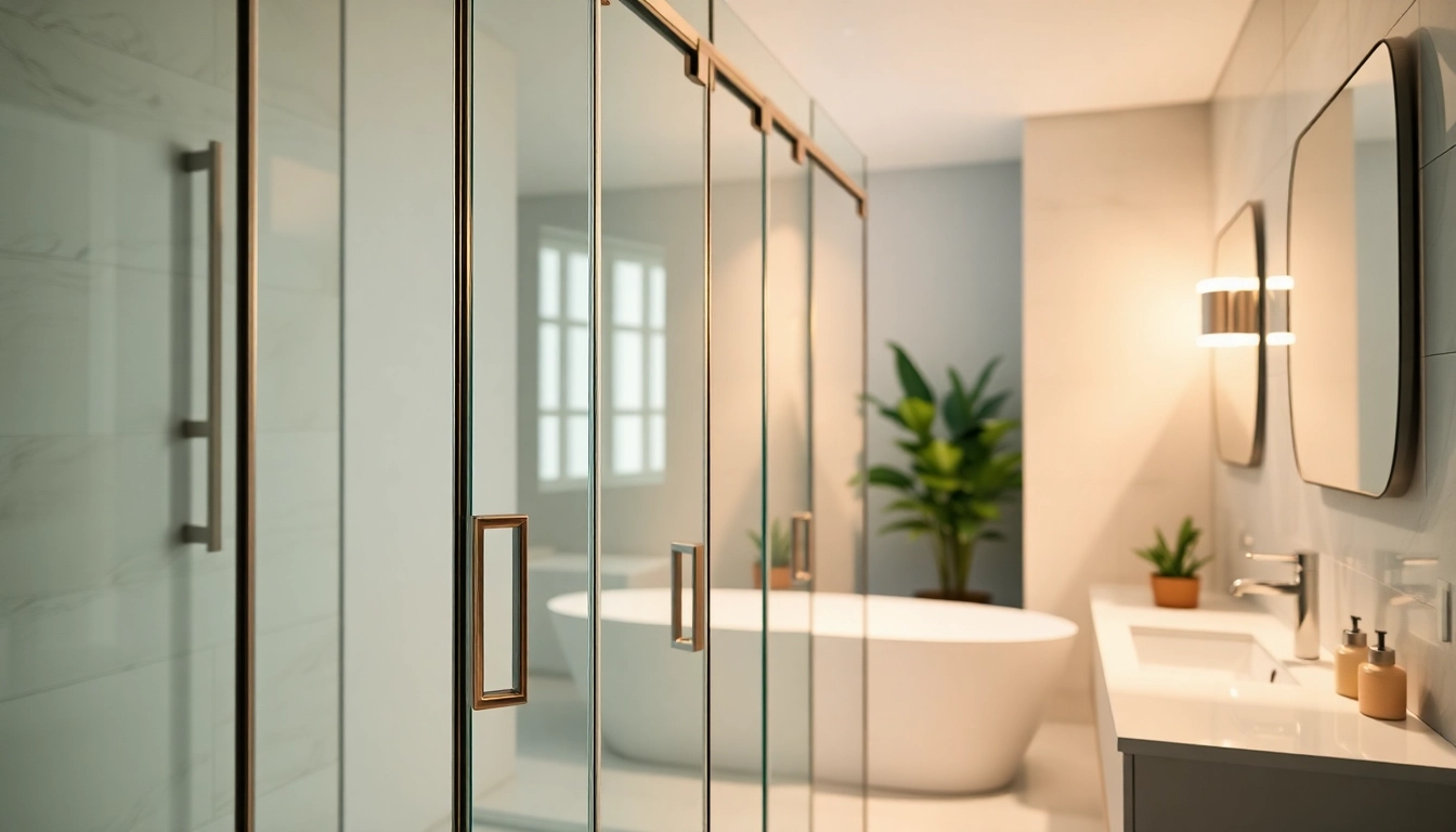 Stylish shower doors sliding enhancing a modern bathroom's elegance and functionality.