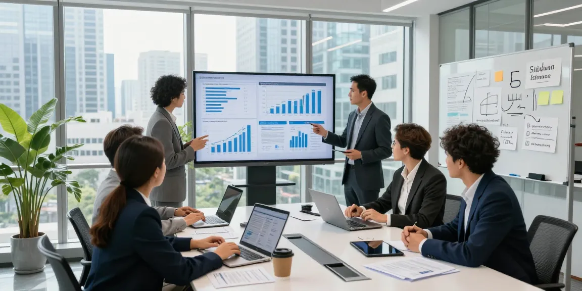 Team discussing worldwide commercial project finance strategies in a modern office.