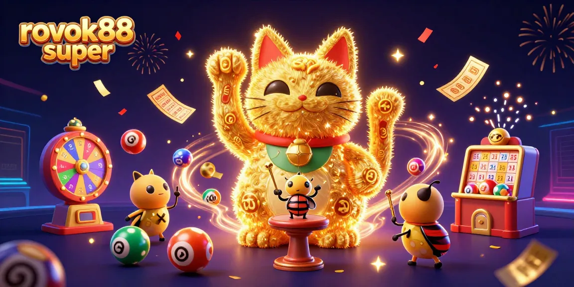 Experience the excitement of rokok88 super with a lively casino-themed illustration showcasing vibrant elements.