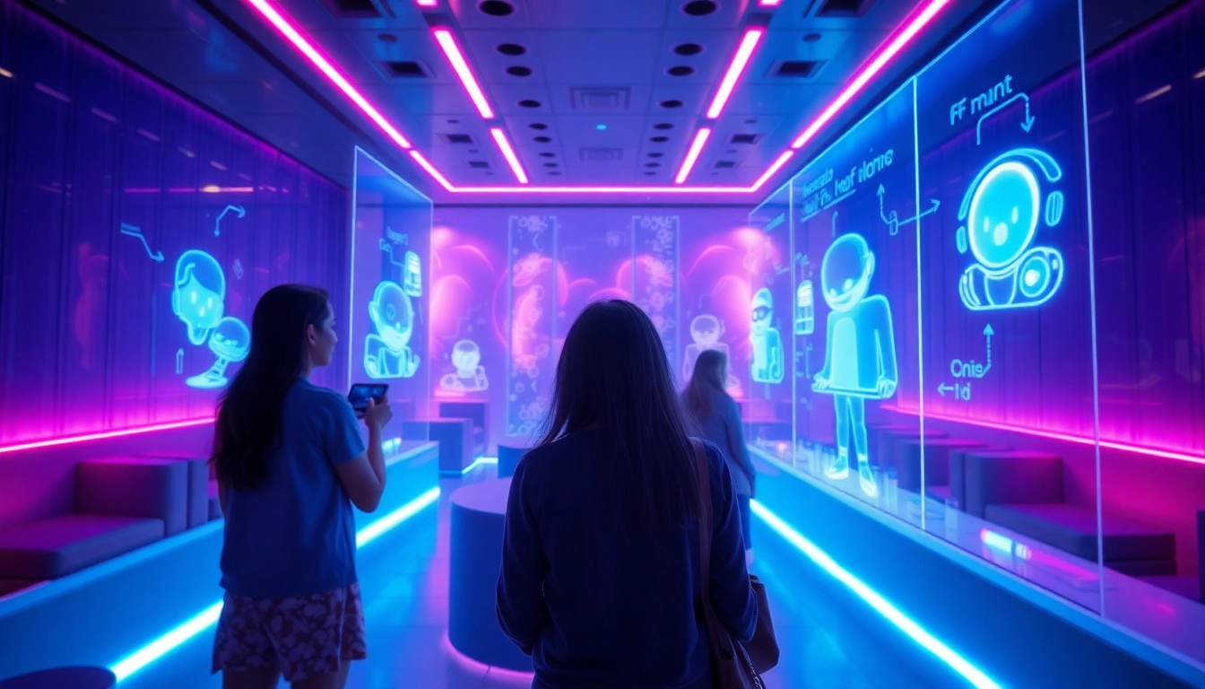 Engaging in immersive AI chat experiences with crush on ai characters in a vibrant digital lounge.