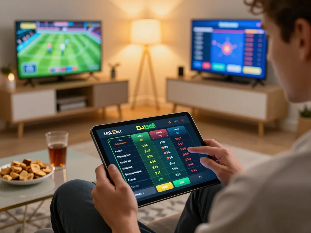Buổi cá cược thể thao trực tiếp hấp dẫn trên Liên kết 12bet hiển thị trên máy tính bảng.