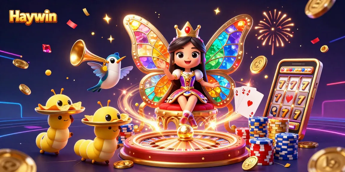 Experience Haywin's vibrant casino adventure with the butterfly queen and exciting games.